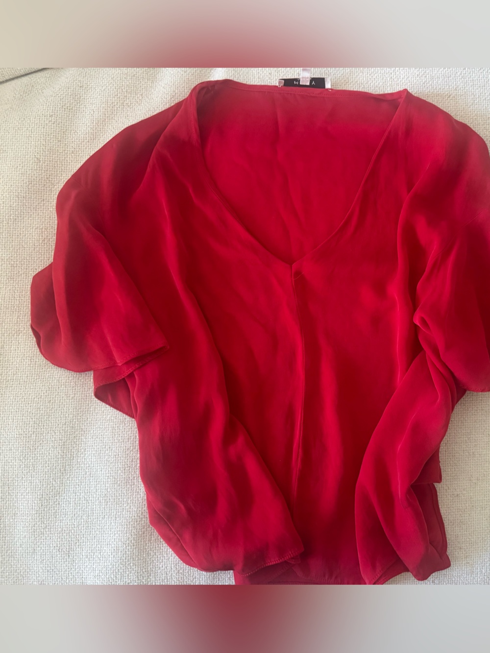 Milly Red V-Neck Silk Top